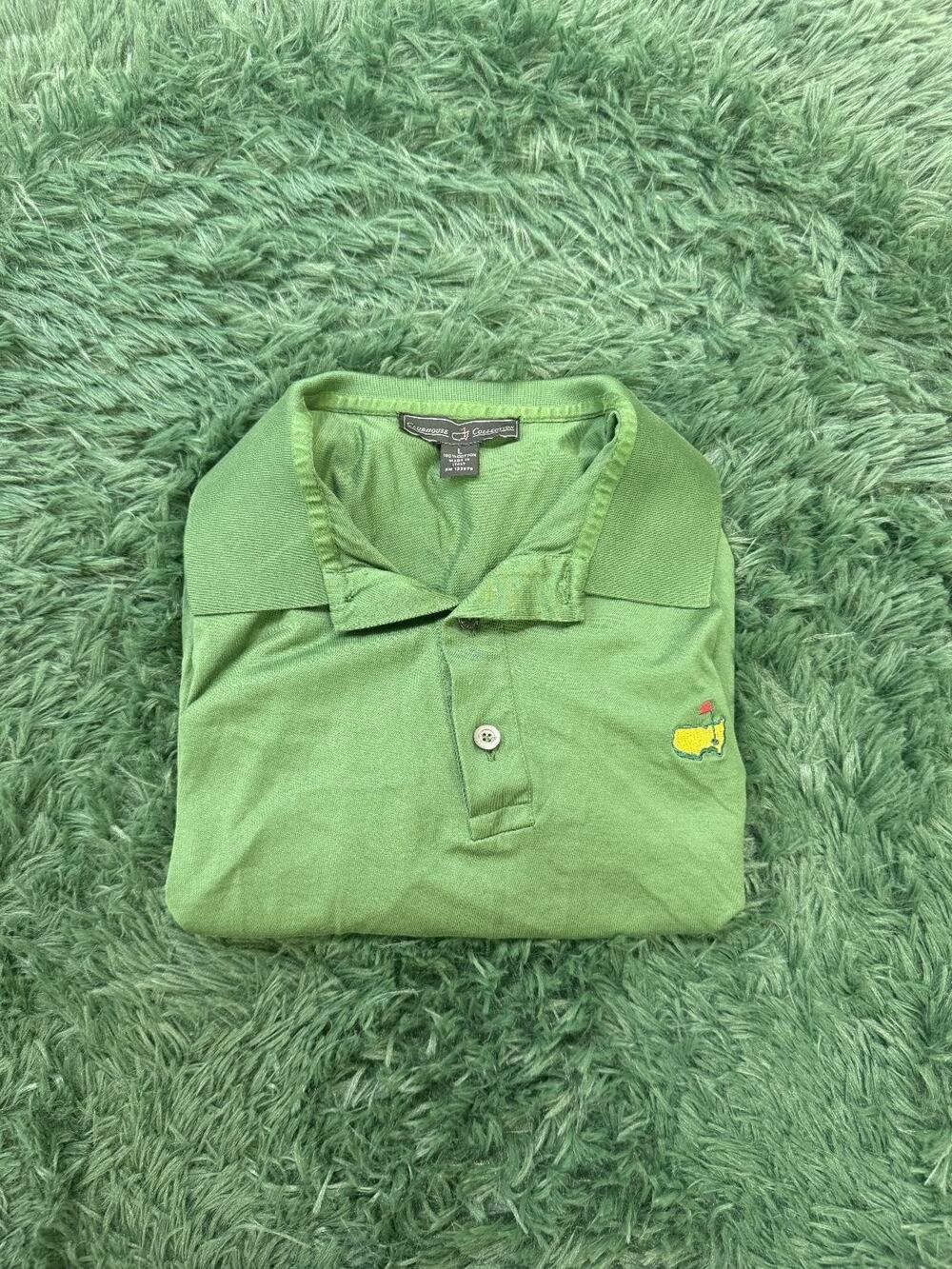 Clubhouse Collection Masters Golf Polo Shirt Men's Large Green 100% Cotton Italy